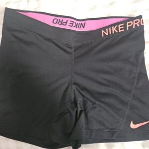 Nike Black and Pink Pro Training Bike Shorts